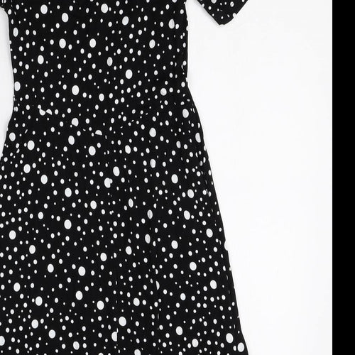 ASOS Womens Black Polka Dot Viscose A-Line Size 8 Round Neck Pullover