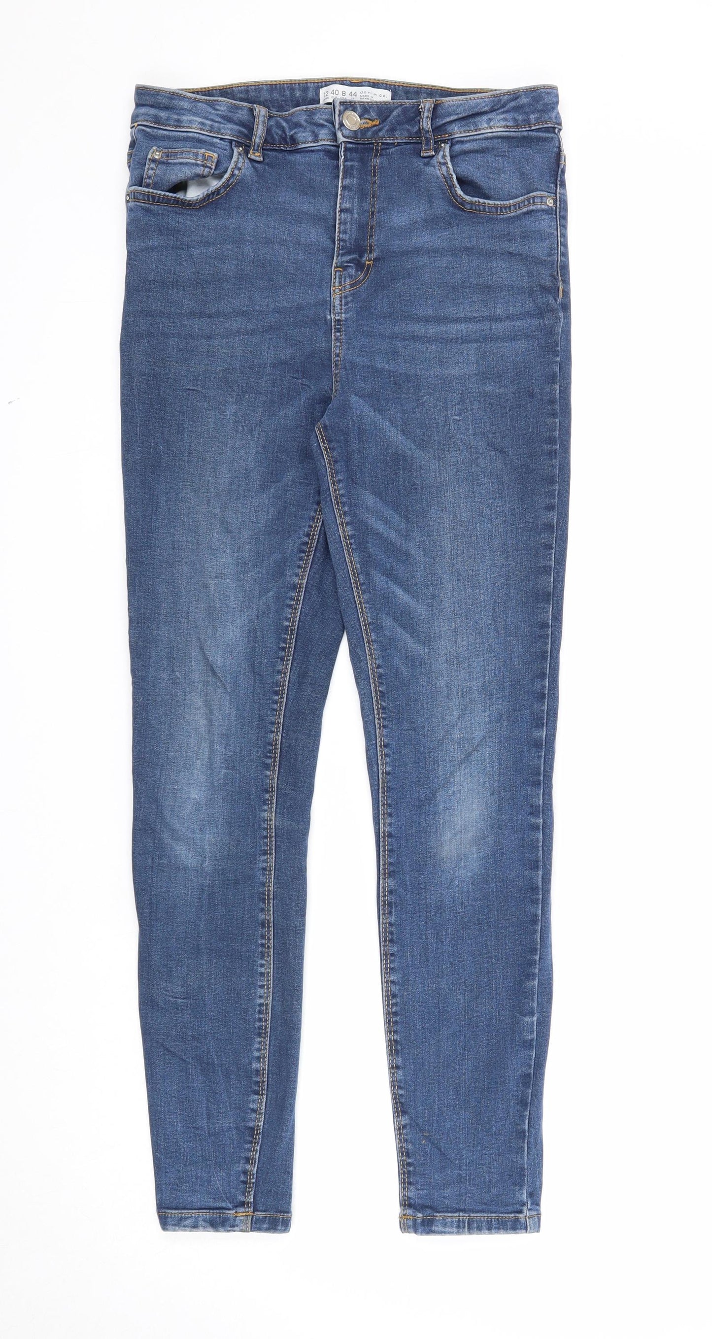 Primark Womens Blue Cotton Skinny Jeans Size 12 Regular Zip