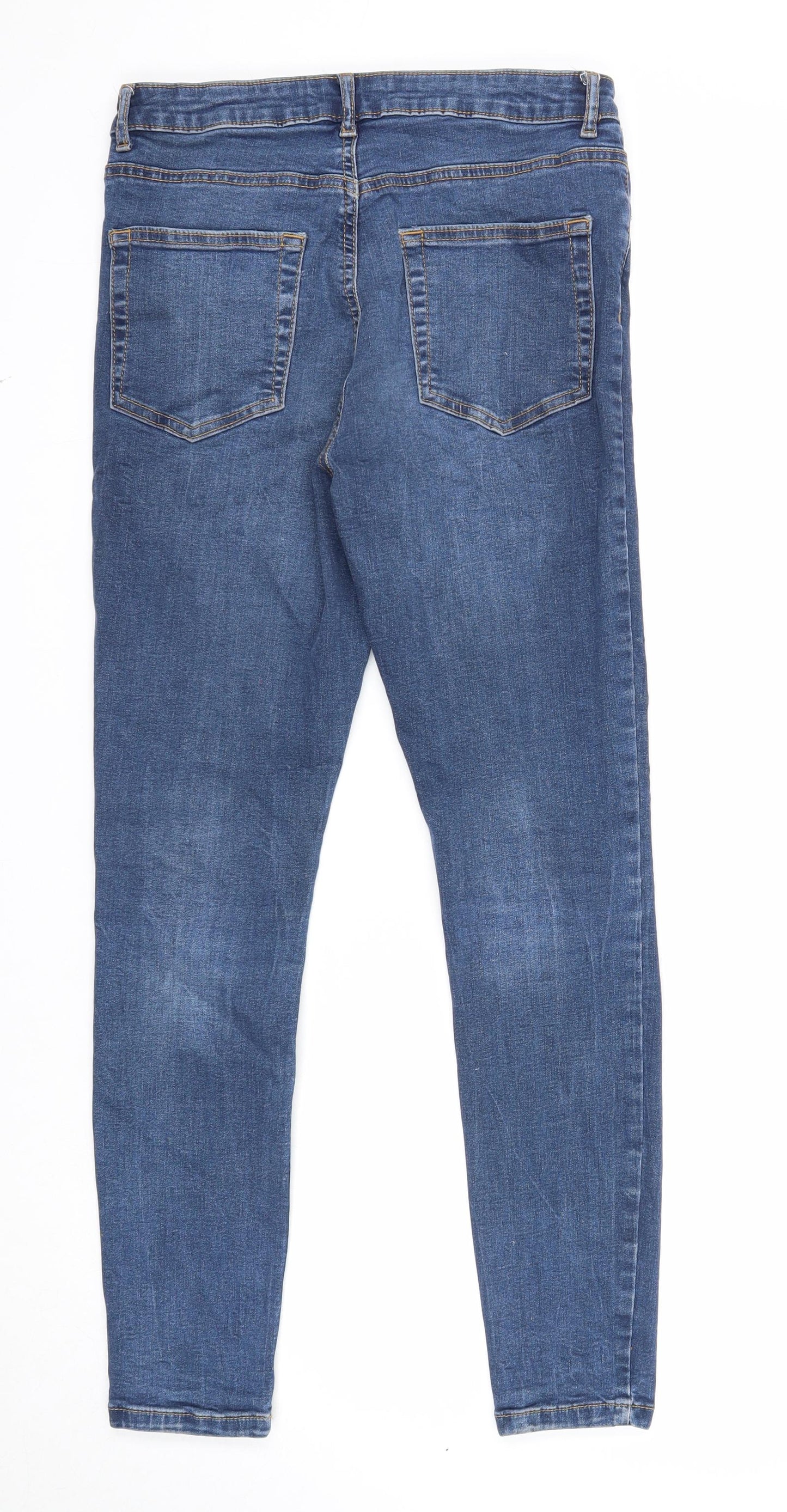 Primark Womens Blue Cotton Skinny Jeans Size 12 Regular Zip