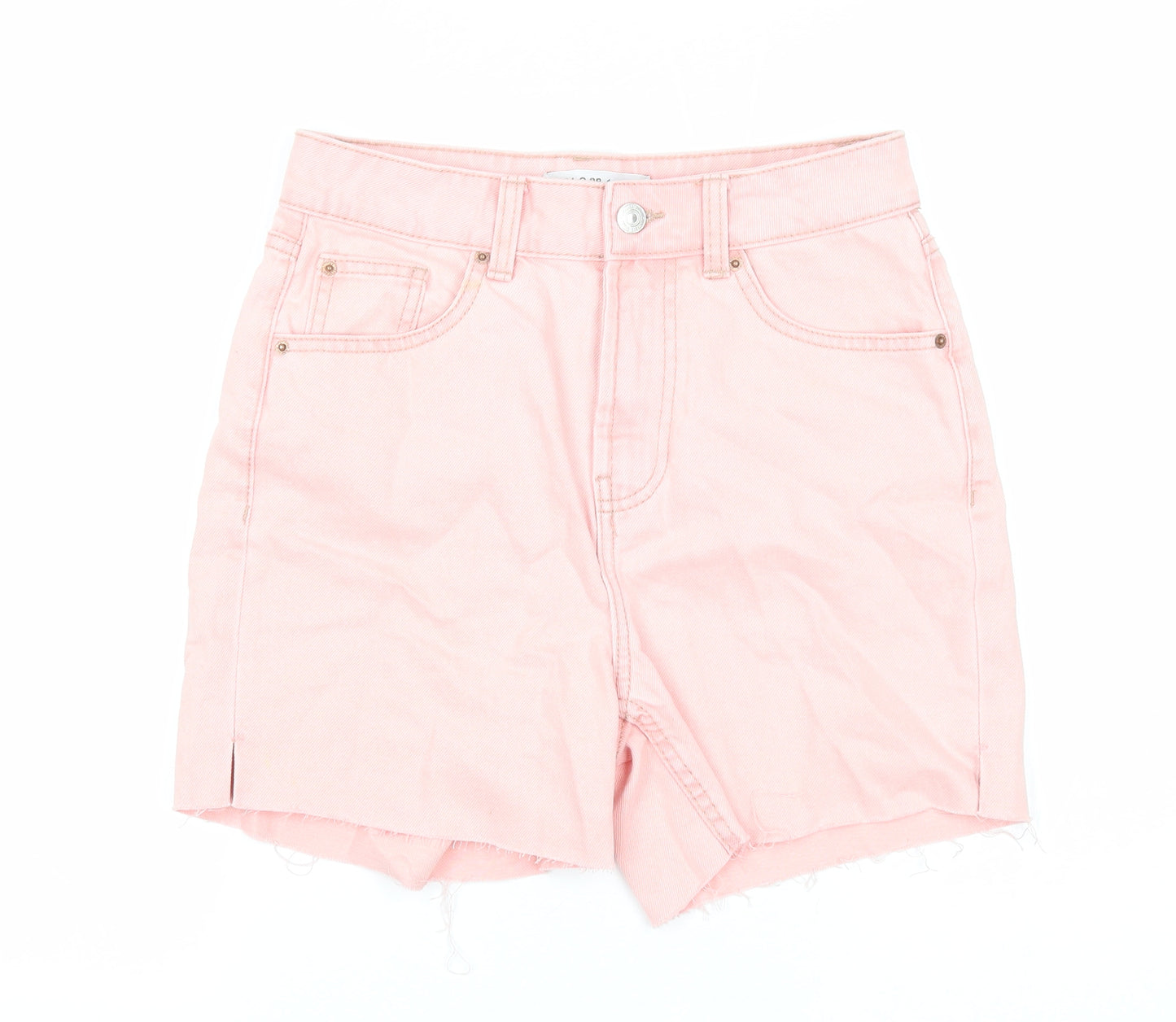 Primark Womens Pink Cotton Culotte Shorts Size 6 Regular Zip