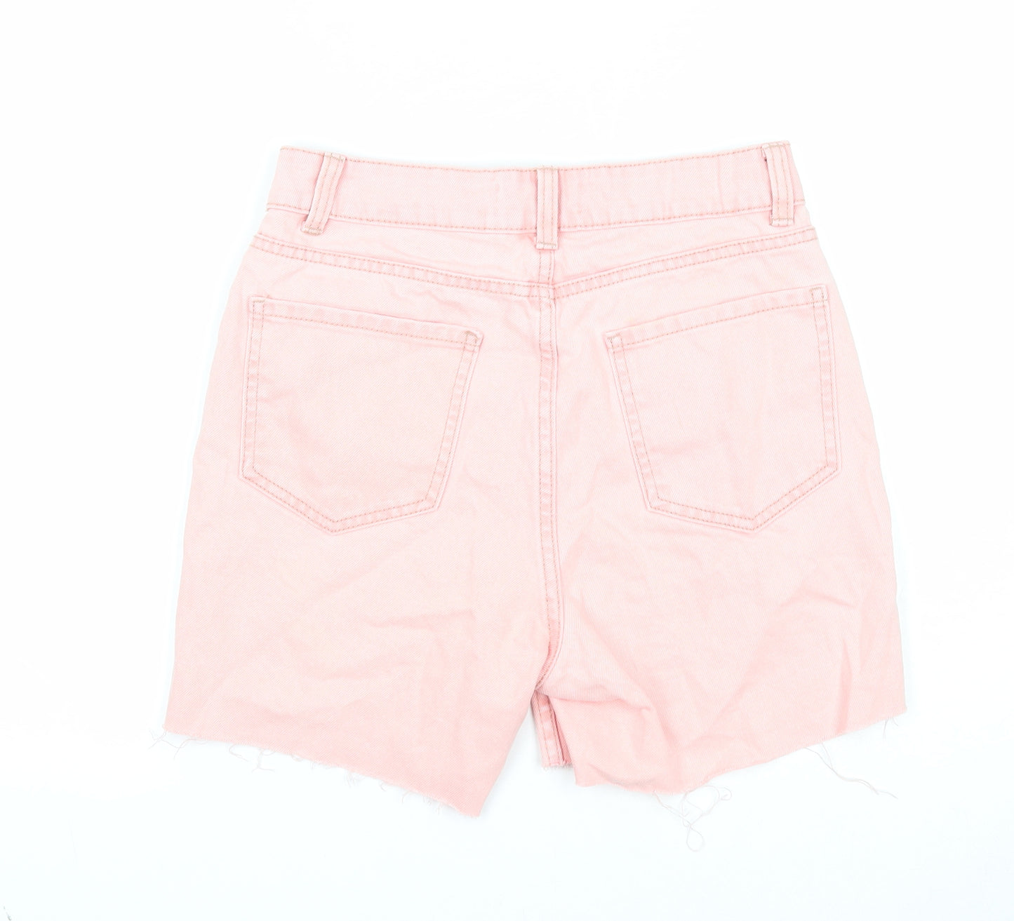 Primark Womens Pink Cotton Culotte Shorts Size 6 Regular Zip