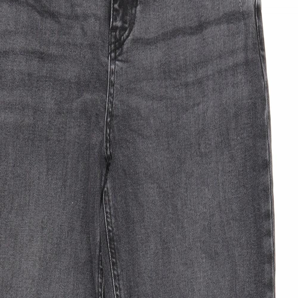 Marks and Spencer Womens Black Cotton Boyfriend Jeans Size 12 Regular Zip