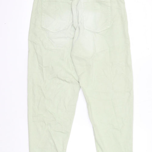Marks and Spencer Womens Green Cotton Boyfriend Jeans Size 8 Regular Zip