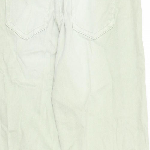 Marks and Spencer Womens Green Cotton Boyfriend Jeans Size 8 Regular Zip
