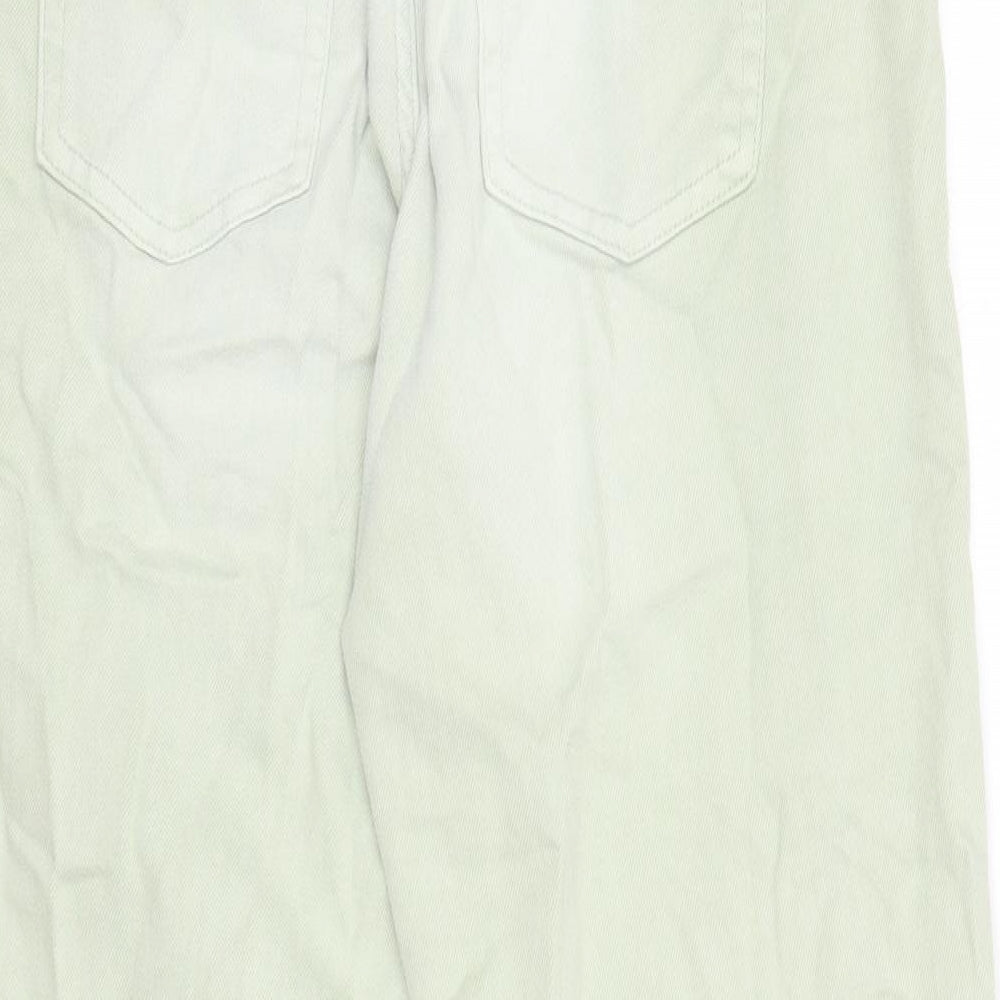 Marks and Spencer Womens Green Cotton Boyfriend Jeans Size 8 Regular Zip
