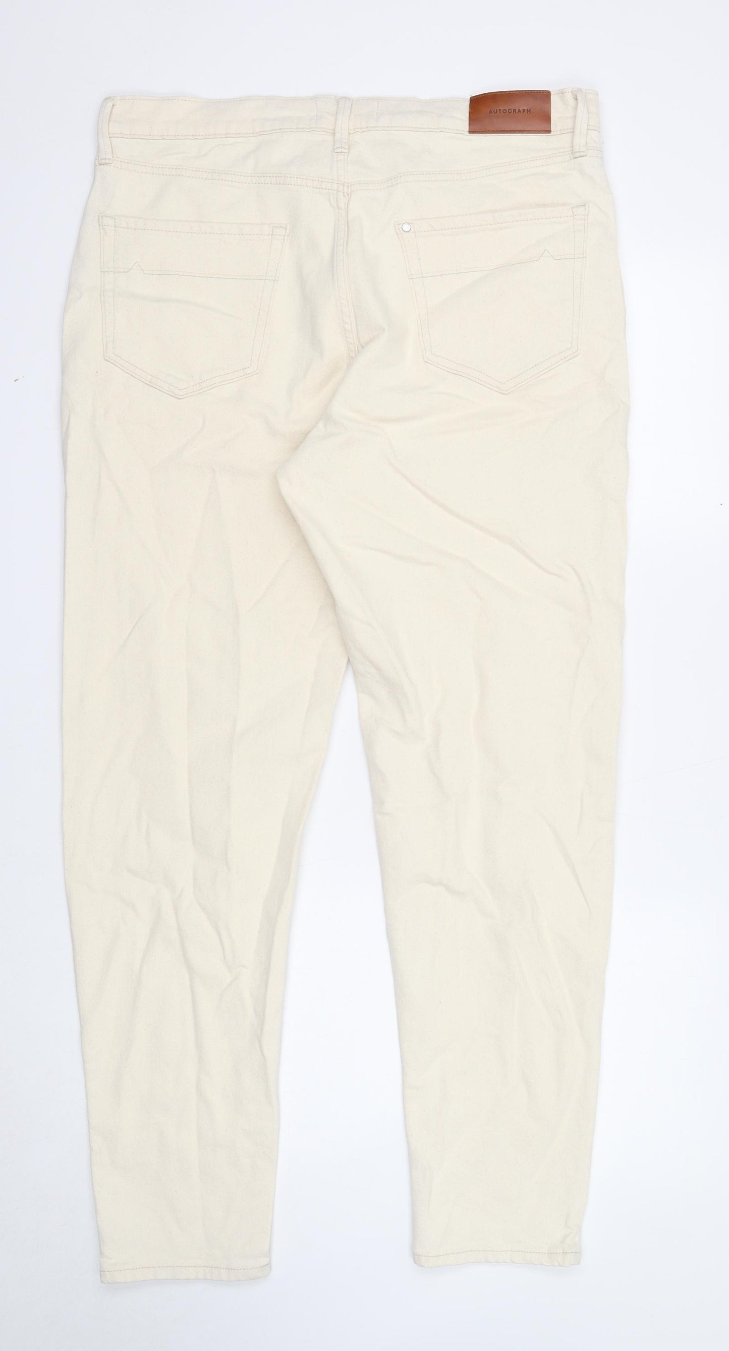 Autograph Mens Beige Cotton Tapered Jeans Size 36 in L33 in Regular Zip