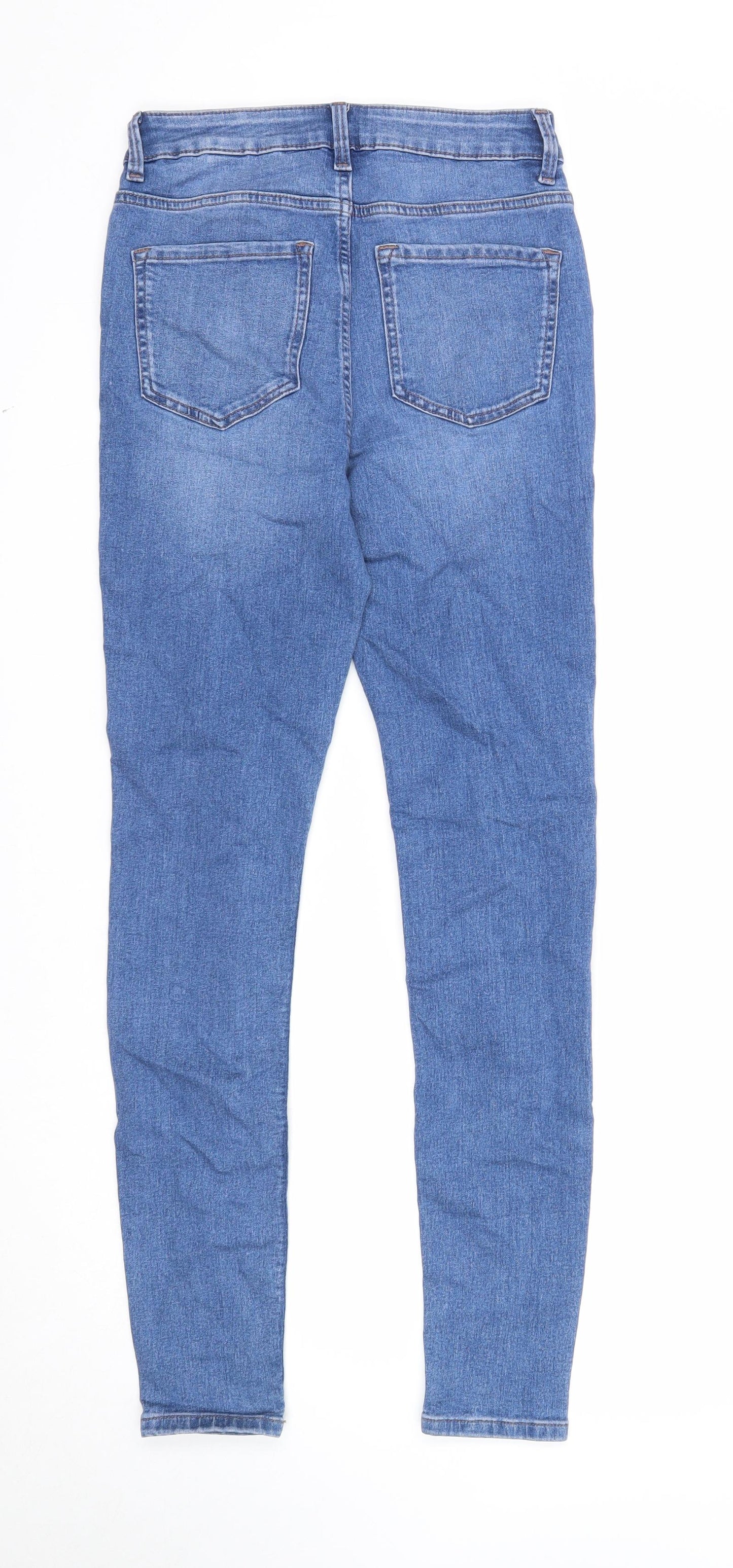 Marks and Spencer Womens Blue Cotton Skinny Jeans Size 8 Regular Zip