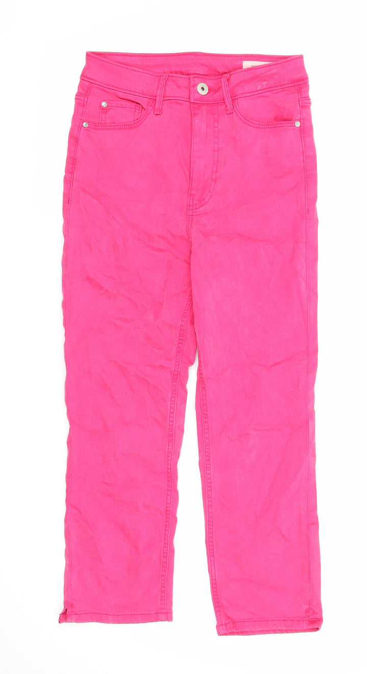 Marks and Spencer Womens Pink Cotton Straight Jeans Size 6 Regular Zip