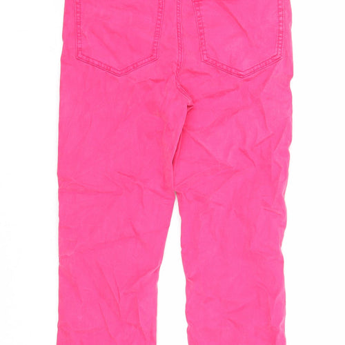 Marks and Spencer Womens Pink Cotton Straight Jeans Size 6 Regular Zip