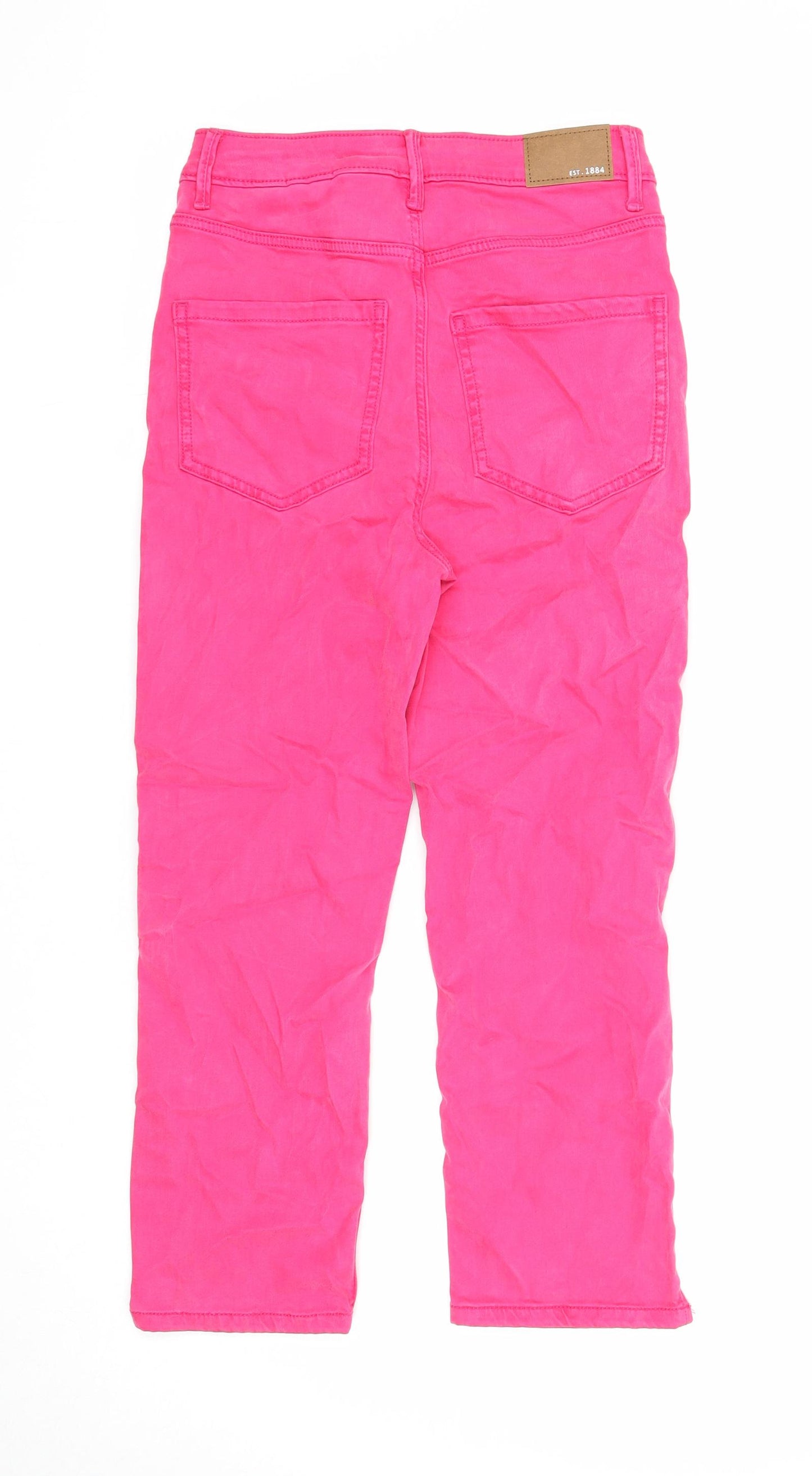 Marks and Spencer Womens Pink Cotton Straight Jeans Size 6 Regular Zip