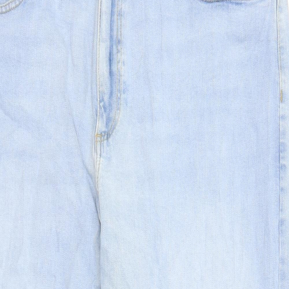 Marks and Spencer Mens Blue Cotton Tapered Jeans Size 40 in L29 in Regular Zip