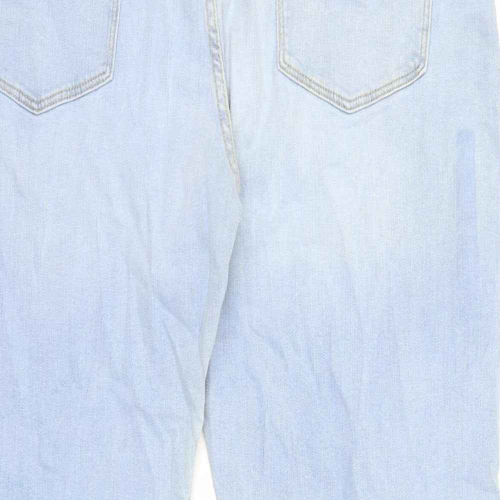 Marks and Spencer Mens Blue Cotton Tapered Jeans Size 40 in L29 in Regular Zip