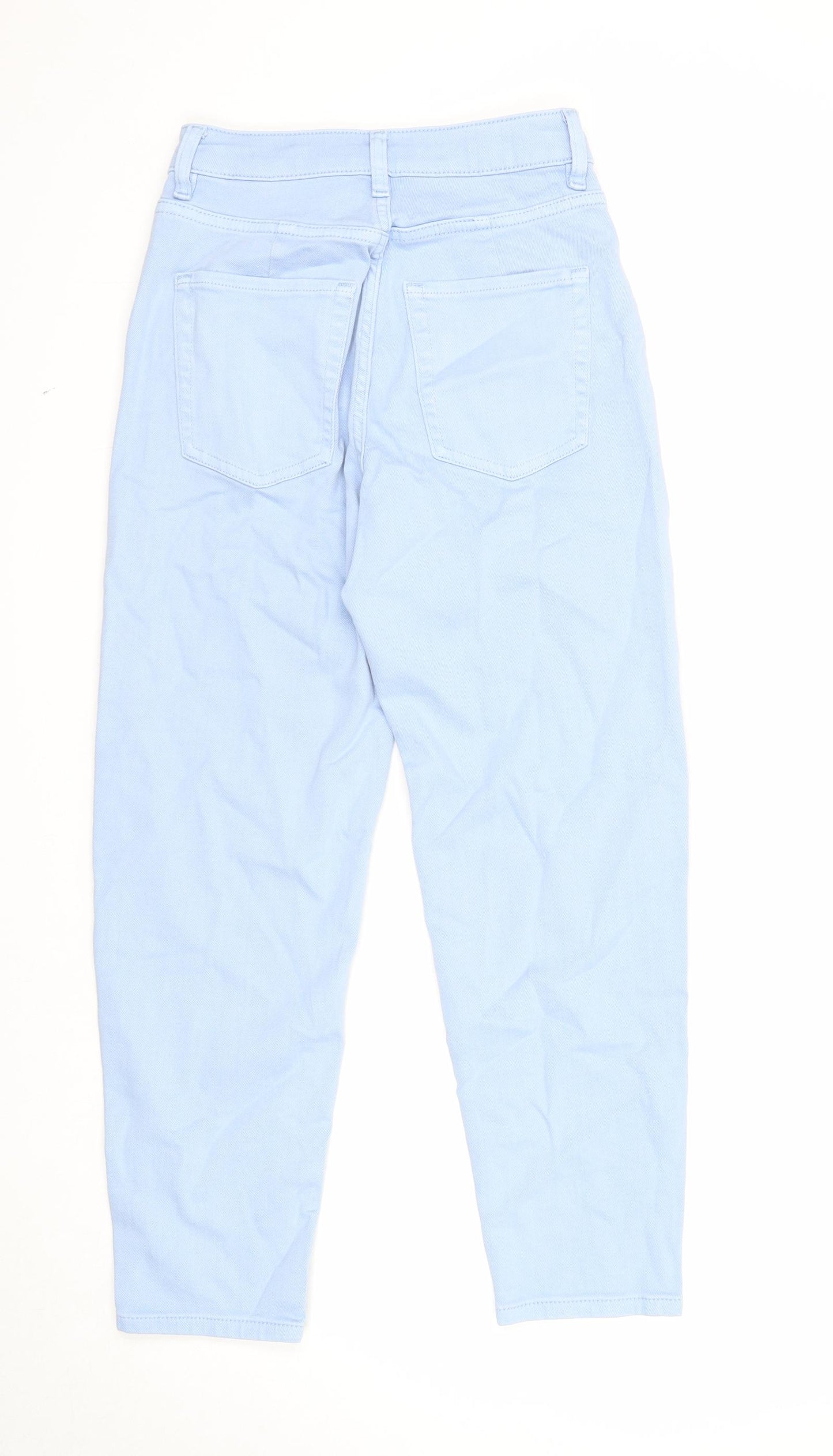 Marks and Spencer Womens Blue Cotton Tapered Jeans Size 6 Regular Zip