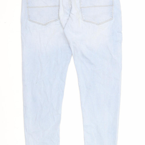 Marks and Spencer Mens Blue Cotton Skinny Jeans Size 32 in L31 in Regular Zip