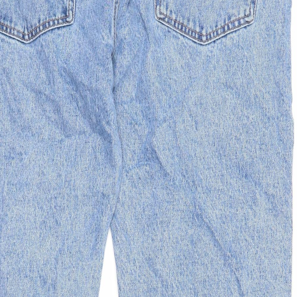 Marks and Spencer Mens Blue Cotton Straight Jeans Size 42 in L31 in Regular Zip - Vintage Wash