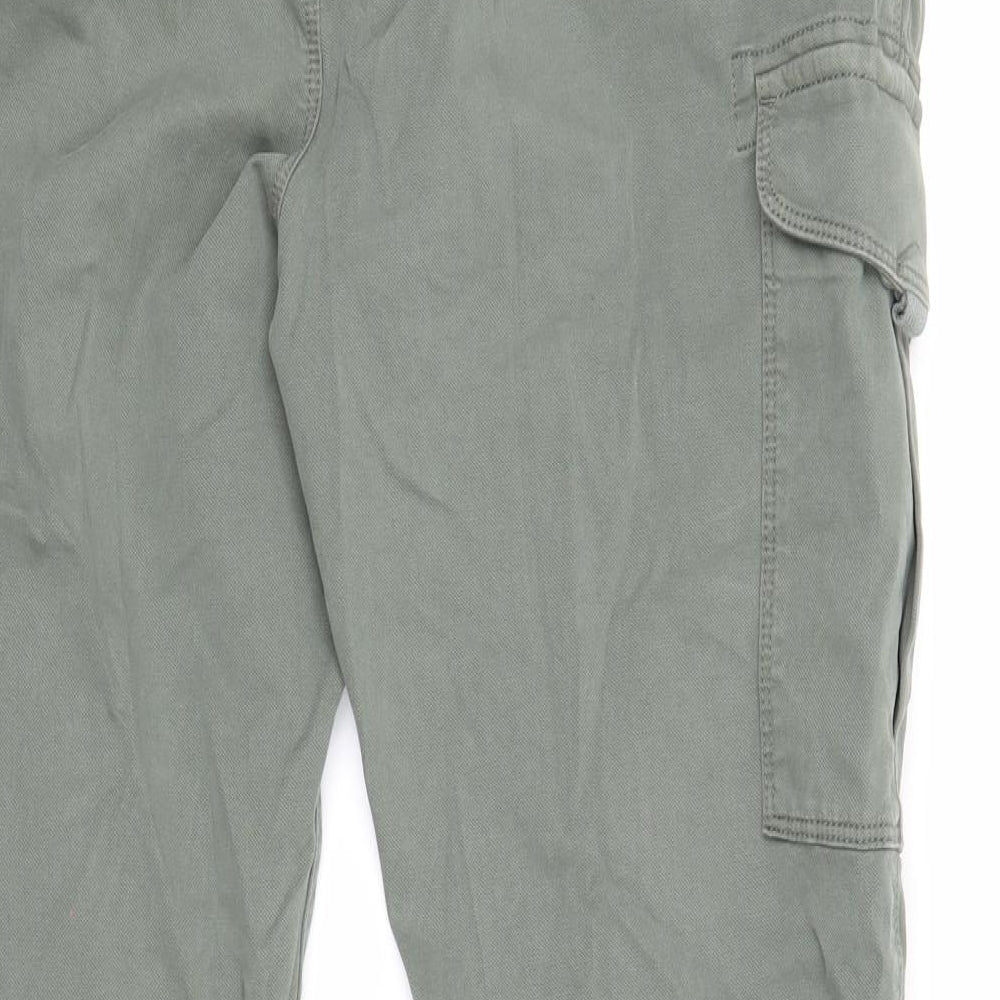 Marks and Spencer Mens Green Cotton Straight Jeans Size 38 in L31 in Regular Zip - Cargo