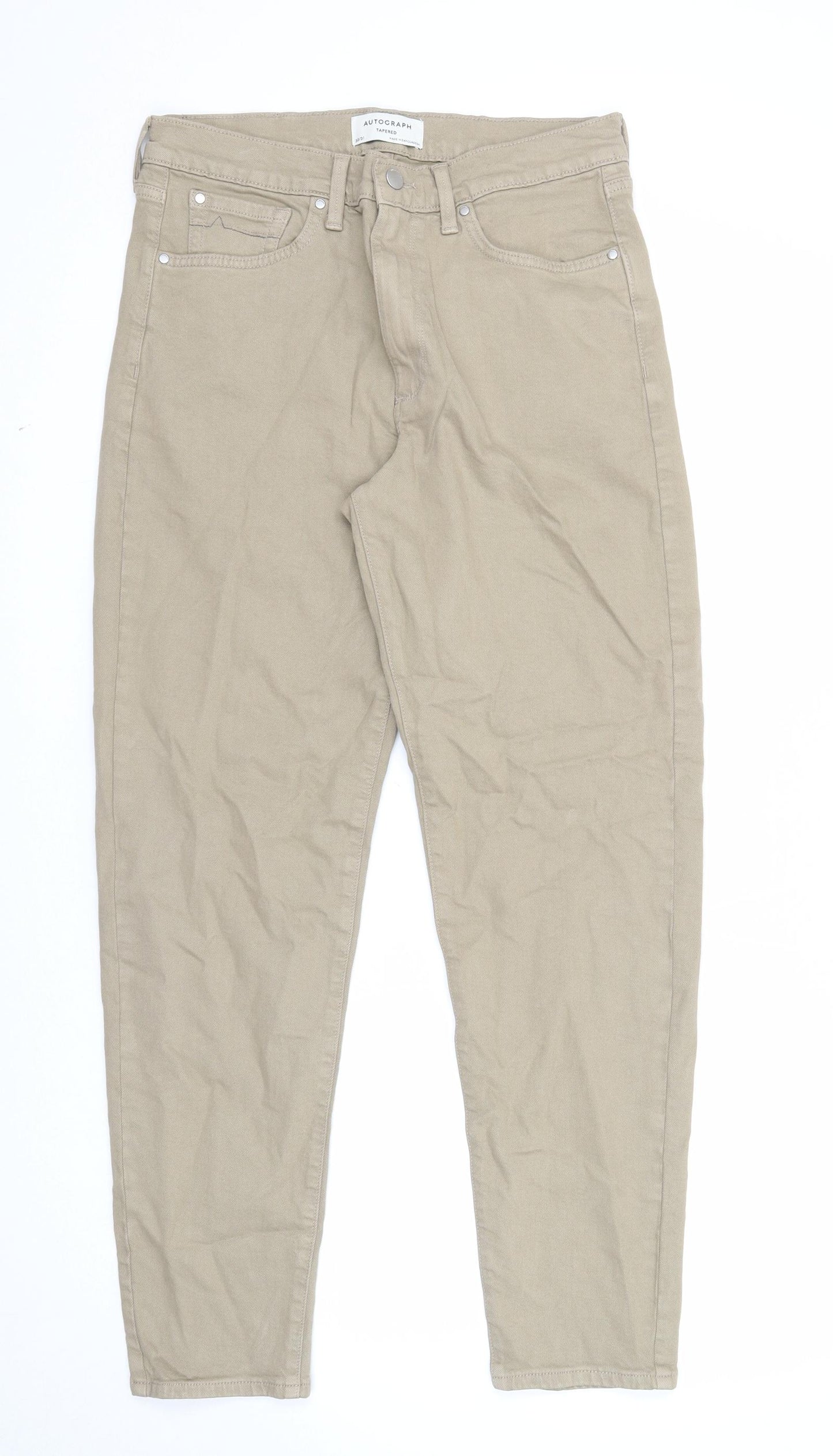 Autograph Mens Brown Cotton Tapered Jeans Size 30 in L31 in Regular Zip