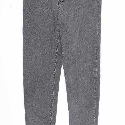 Marks and Spencer Womens Grey Cotton Skinny Jeans Size 12 Regular Zip