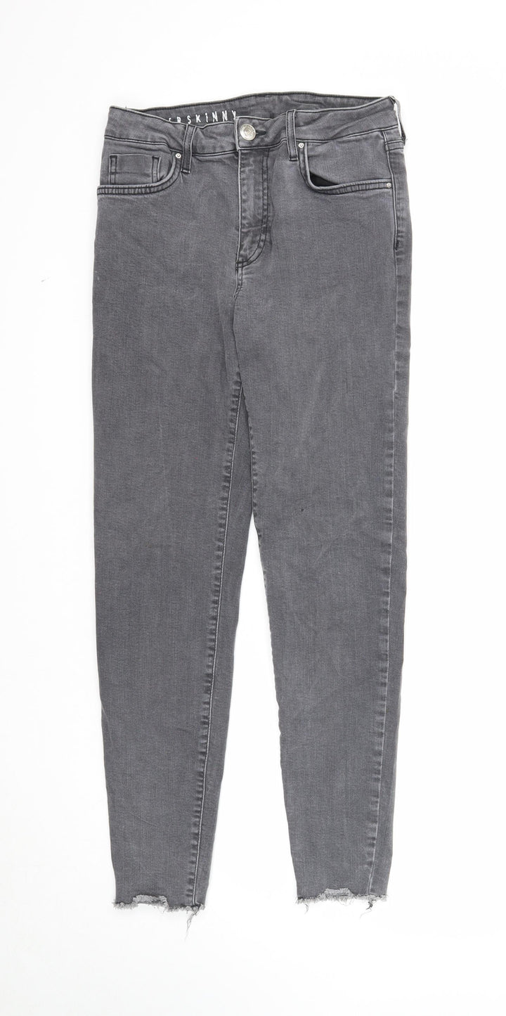 Marks and Spencer Womens Grey Cotton Skinny Jeans Size 12 Regular Zip