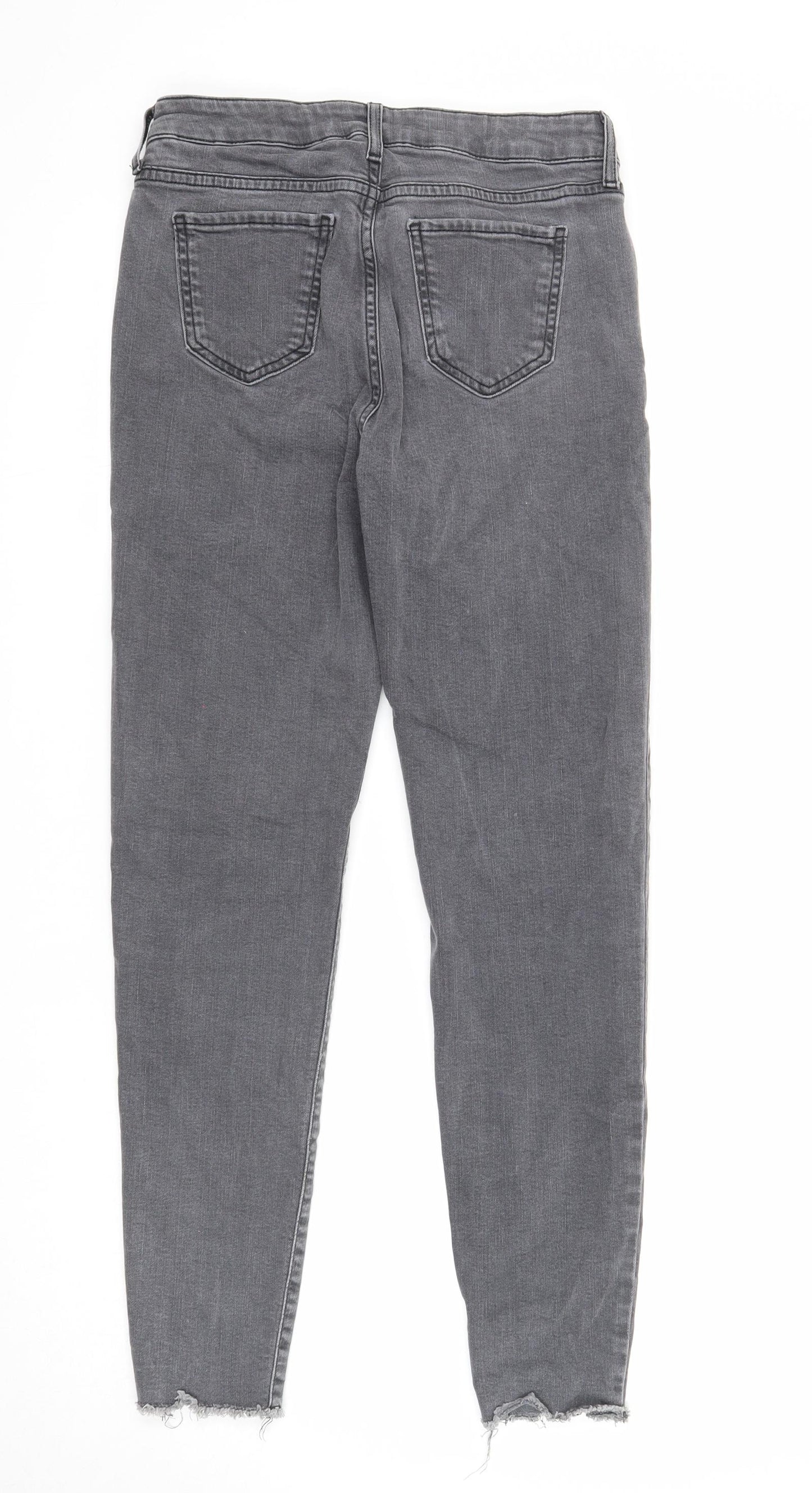 Marks and Spencer Womens Grey Cotton Skinny Jeans Size 12 Regular Zip