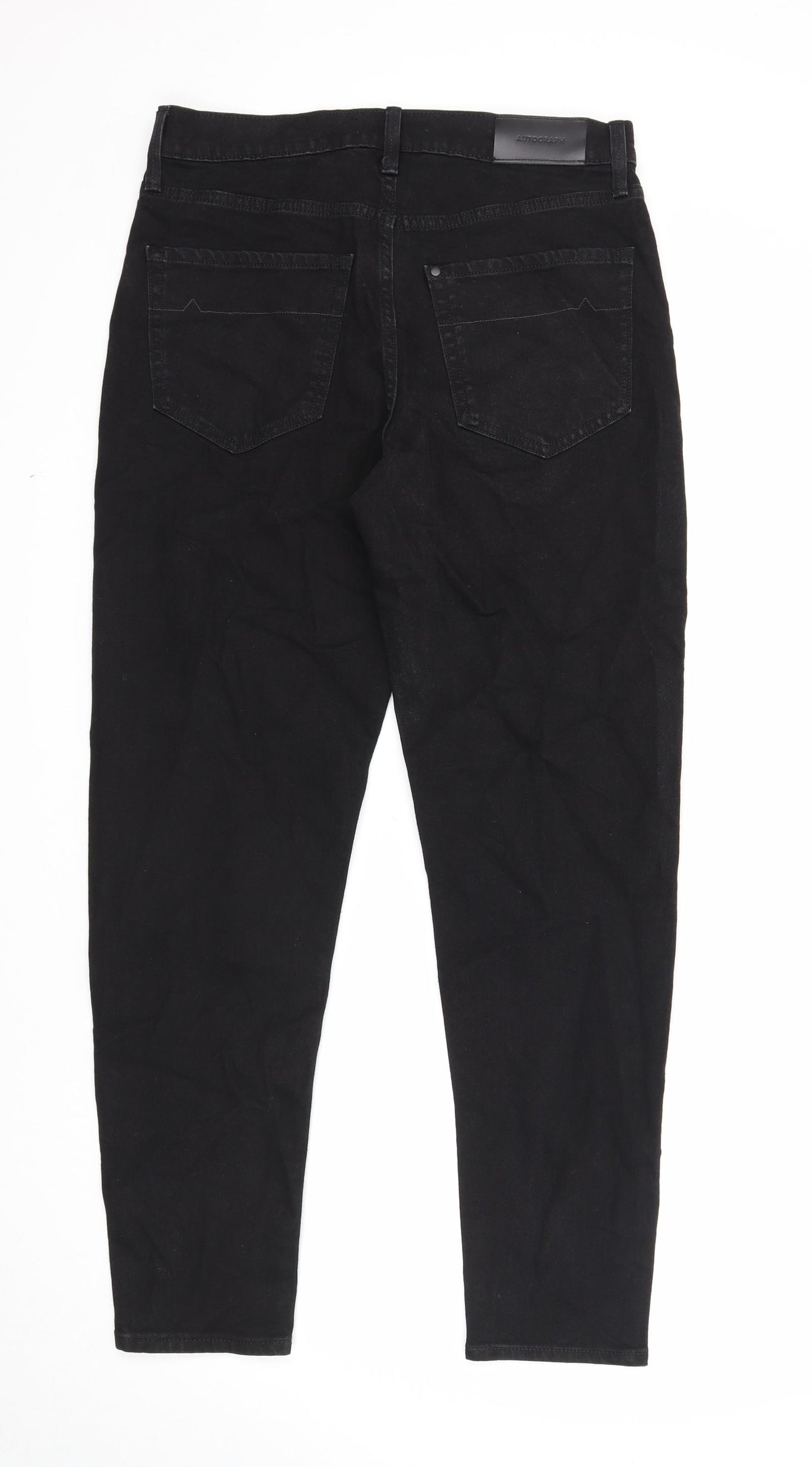 Autograph Mens Black Cotton Tapered Jeans Size 30 in L31 in Regular Zip