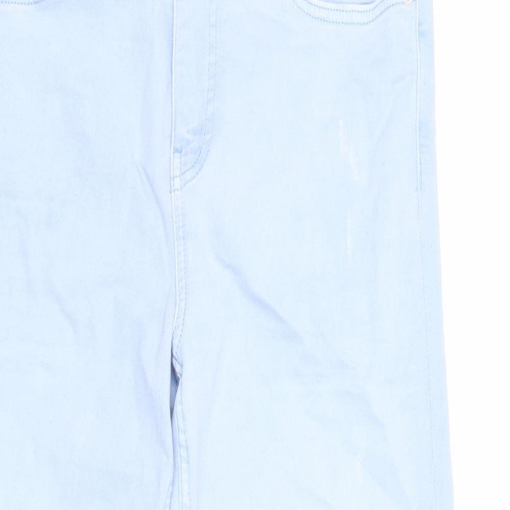Marks and Spencer Womens Blue Cotton Cropped Jeans Size 12 Slim Zip