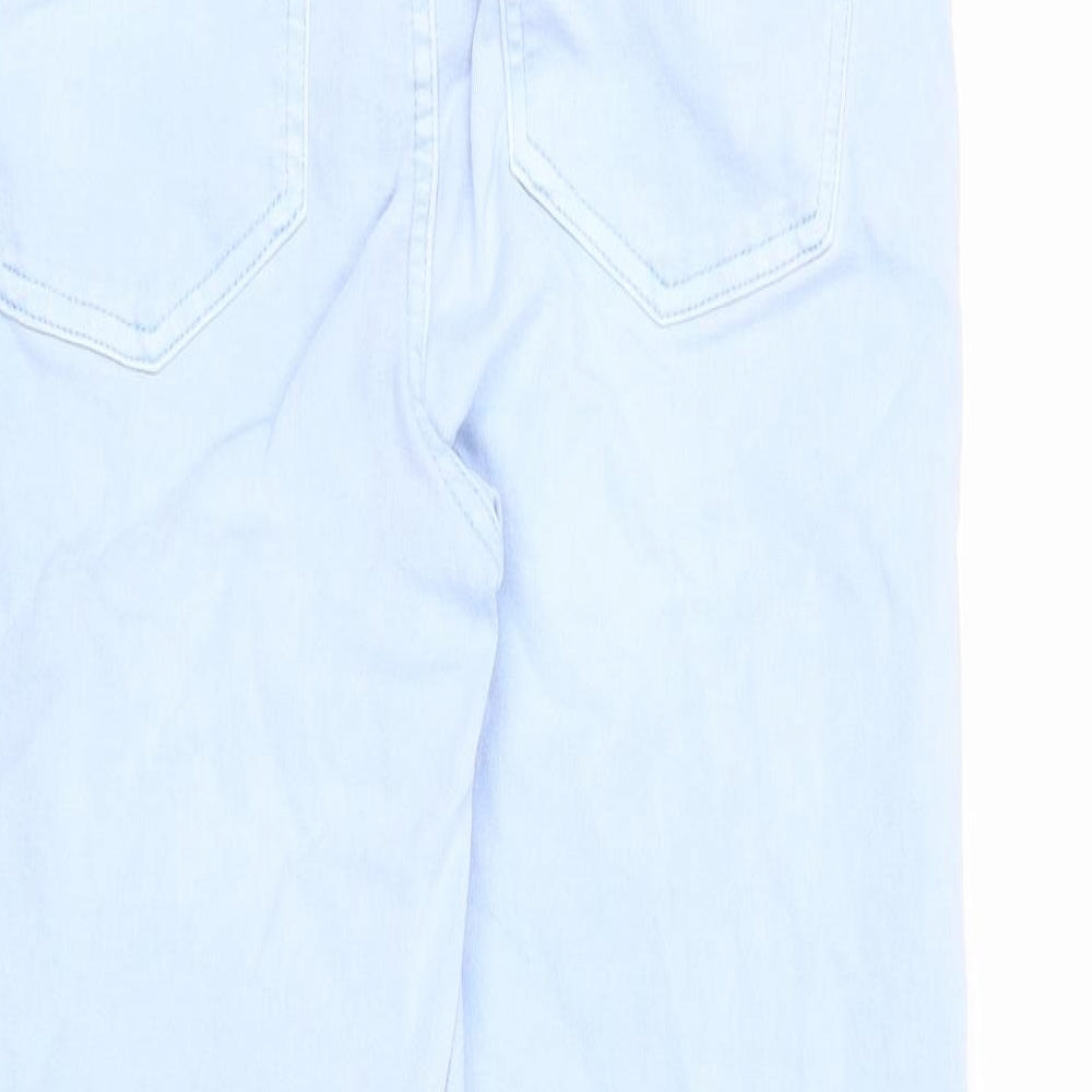 Marks and Spencer Womens Blue Cotton Cropped Jeans Size 12 Slim Zip