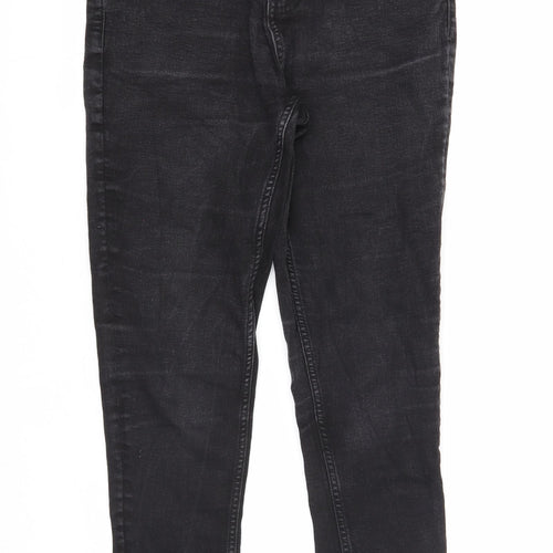 Marks and Spencer Womens Black Cotton Skinny Jeans Size 12 Regular Zip