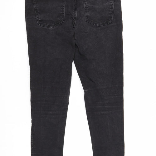 Marks and Spencer Womens Black Cotton Skinny Jeans Size 12 Regular Zip