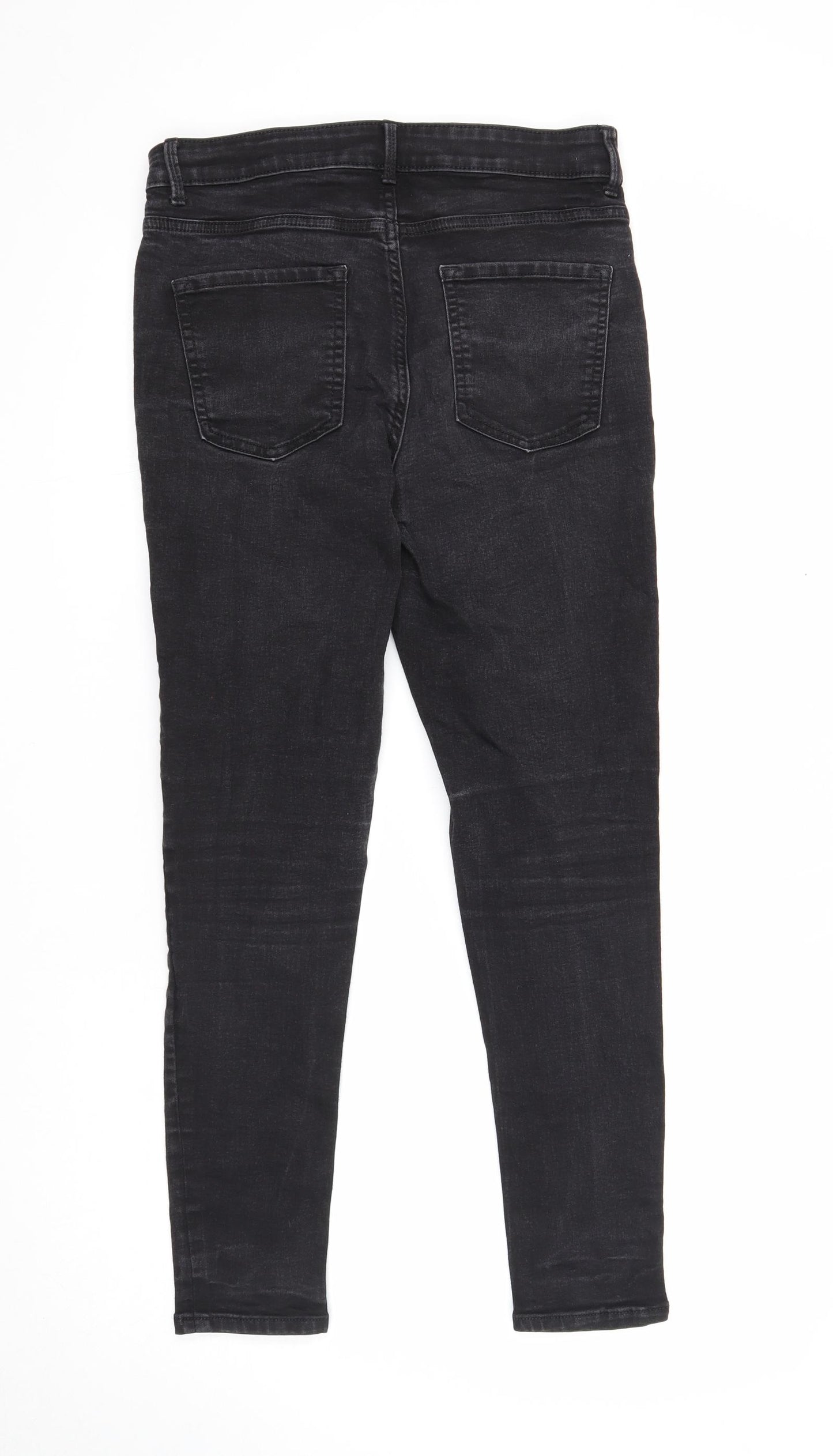 Marks and Spencer Womens Black Cotton Skinny Jeans Size 12 Regular Zip