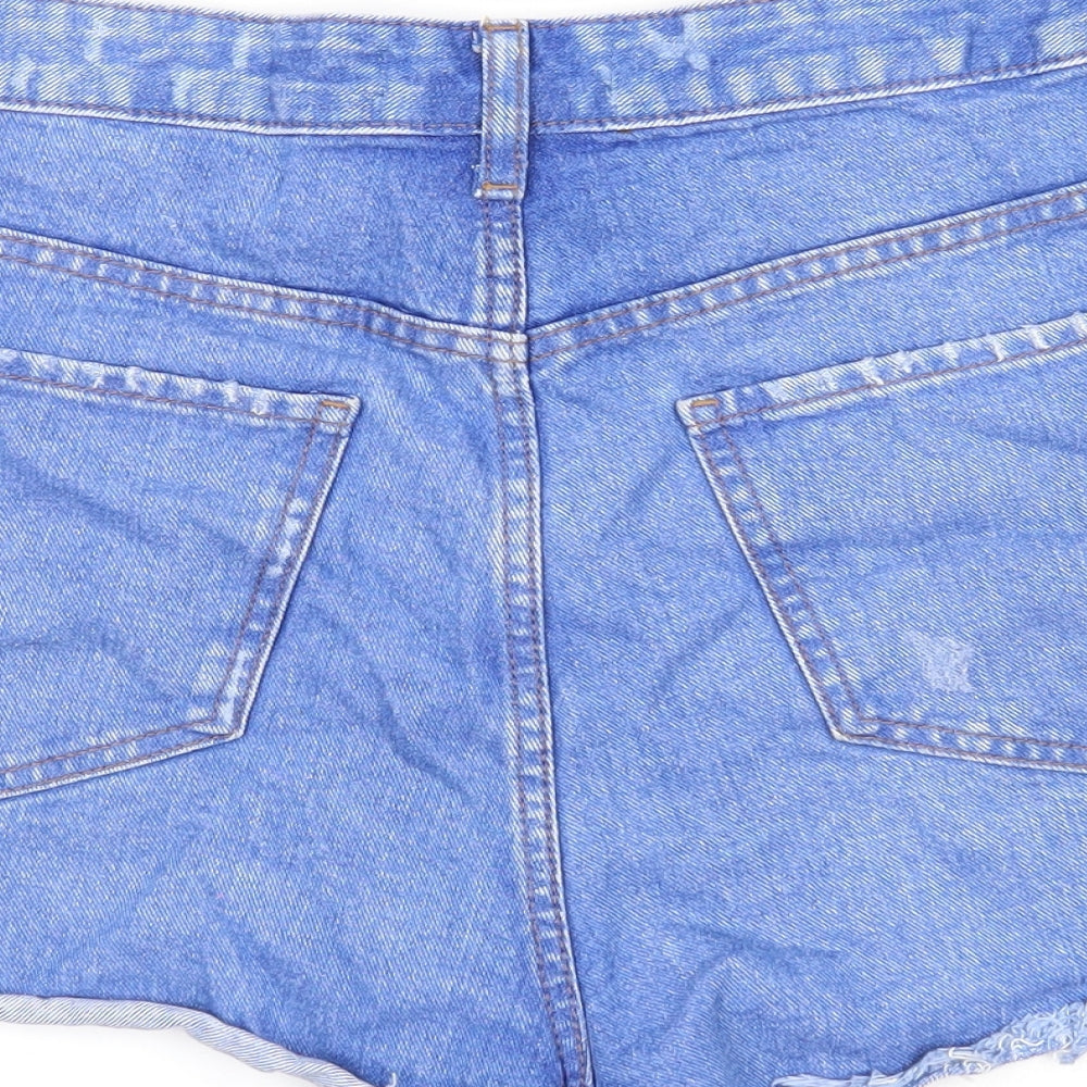 Primark Womens Blue Cotton Cut-Off Shorts Size 16 Regular Zip
