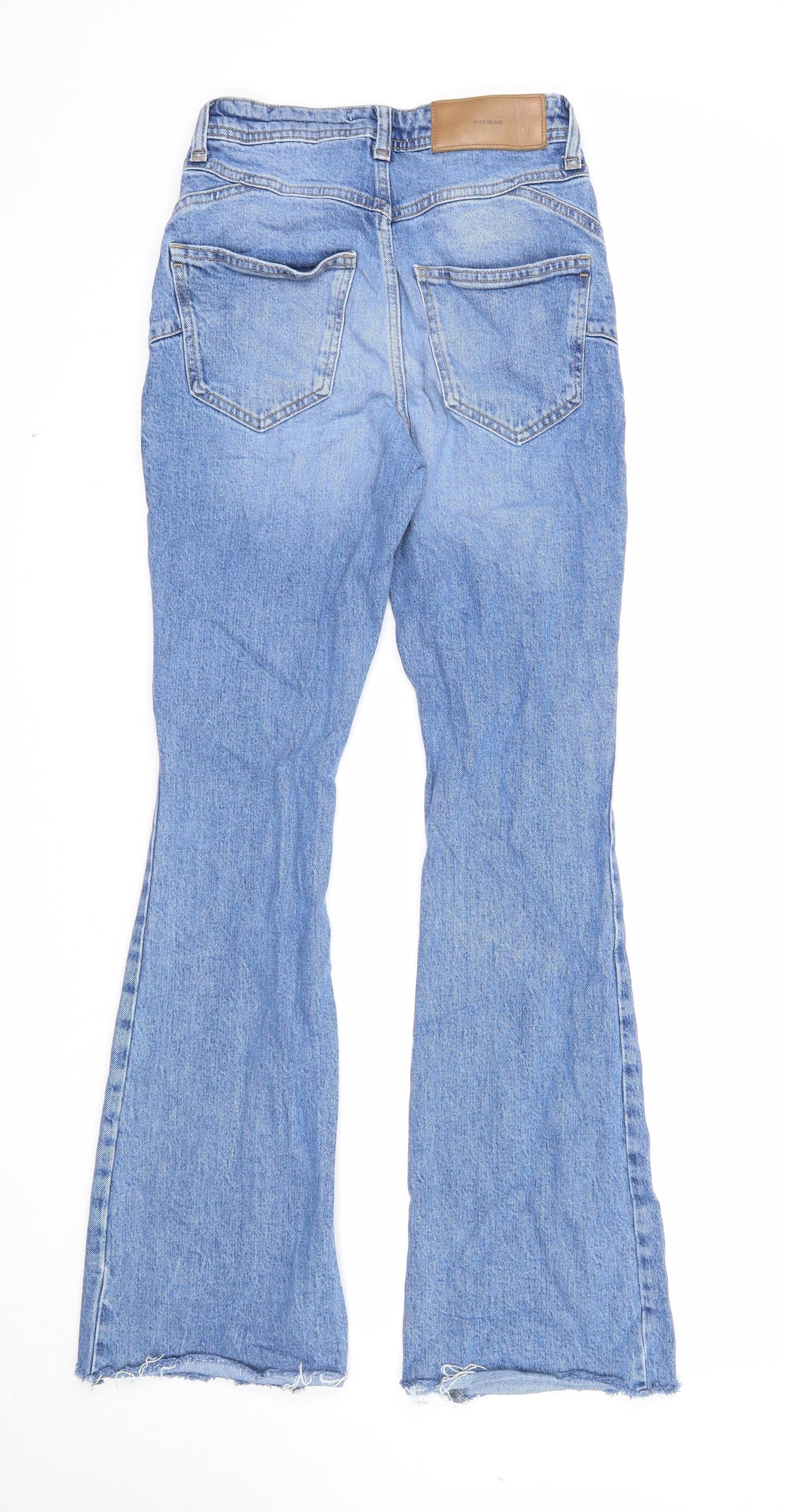 River Island Womens Blue Cotton Bootcut Jeans Size 8 Regular Zip