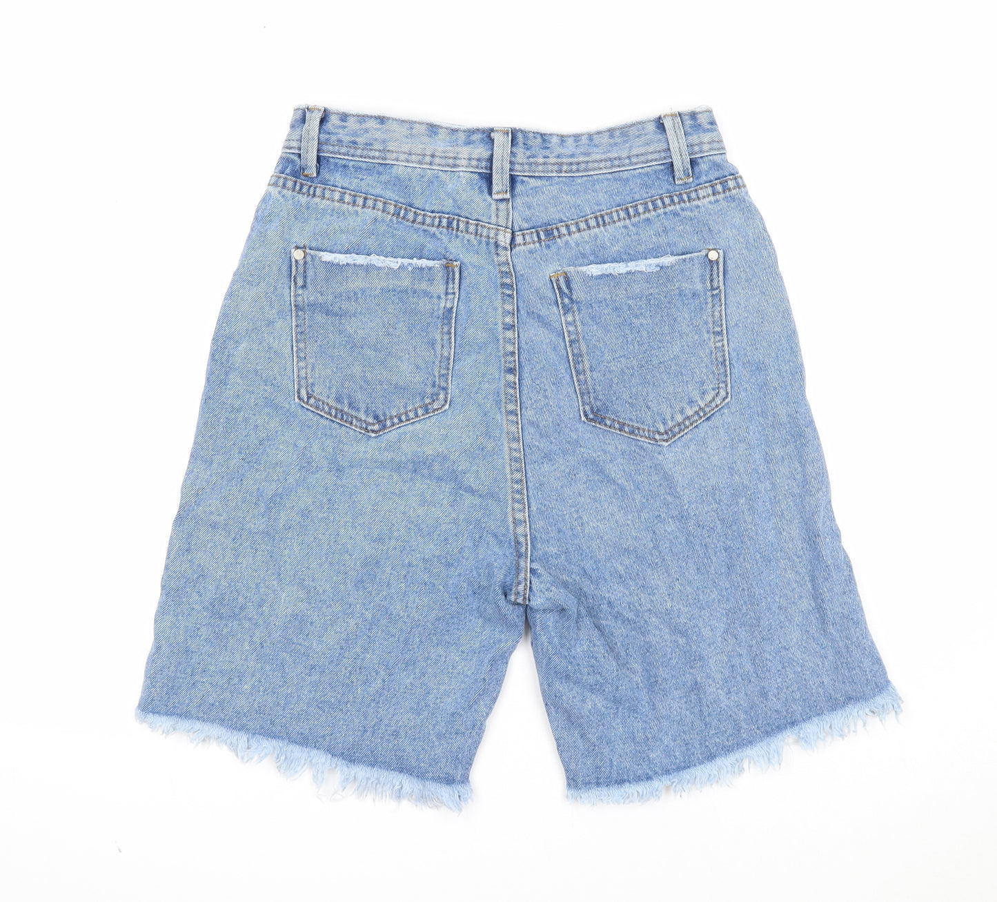 Missguided Womens Blue Cotton Bermuda Shorts Size 8 Regular Zip