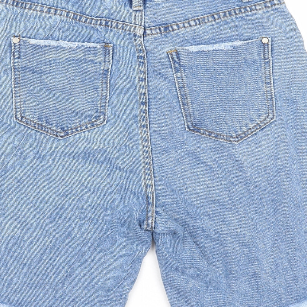 Missguided Womens Blue Cotton Bermuda Shorts Size 8 Regular Zip
