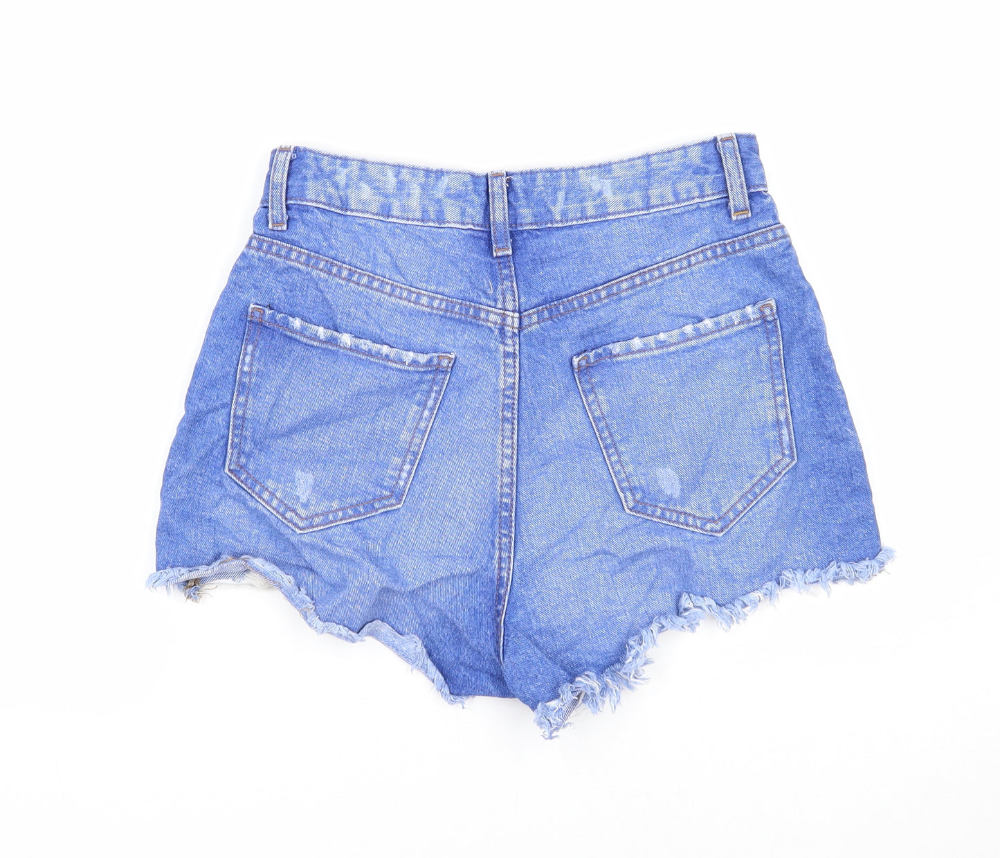 Primark Womens Blue Cotton Cut-Off Shorts Size 8 Regular Zip