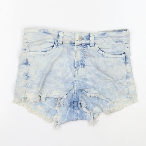 Divided Womens Blue Cotton Cut-Off Shorts Size 8 Regular Zip
