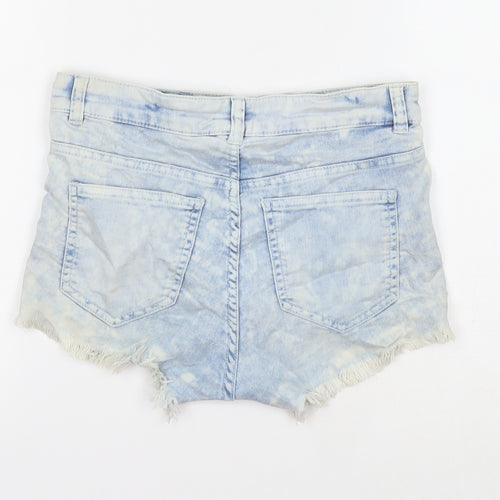 Divided Womens Blue Cotton Cut-Off Shorts Size 8 Regular Zip