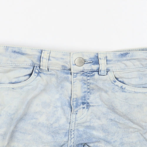 Divided Womens Blue Cotton Cut-Off Shorts Size 8 Regular Zip