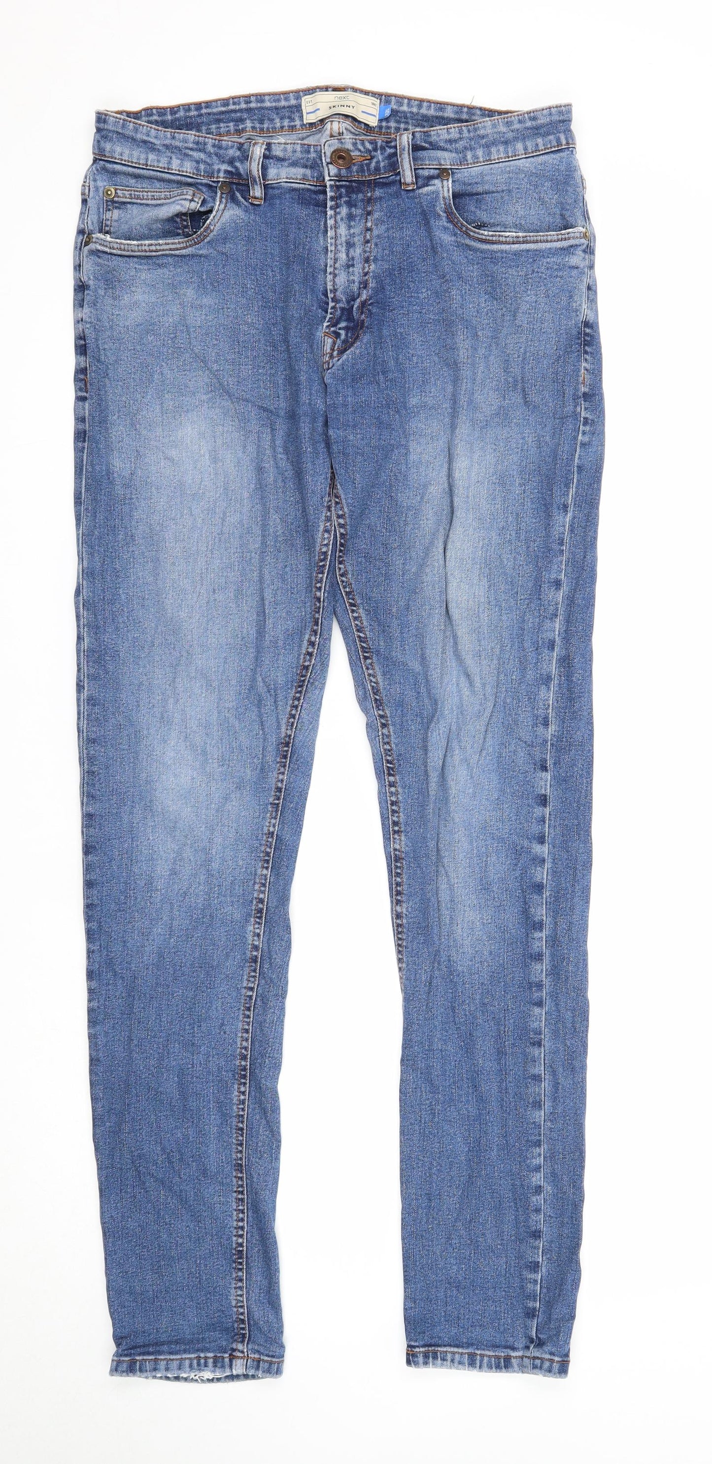 NEXT Mens Blue Cotton Skinny Jeans Size 32 in Regular Zip