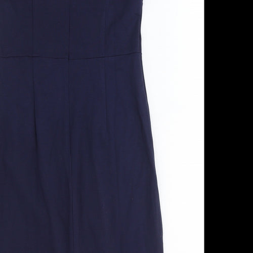 Miusol Womens Blue Rayon Shift Size L Square Neck Zip