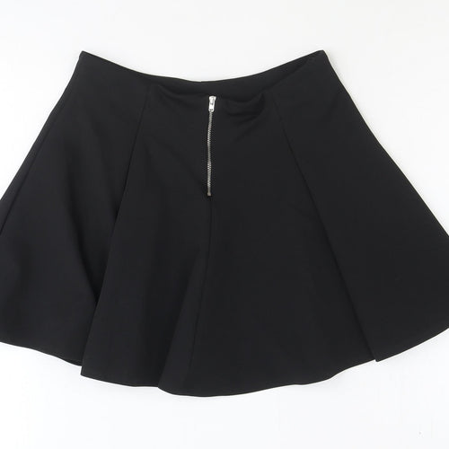 New Look Girls Black Polyester Skater Skirt Size 10 Years Regular Zip