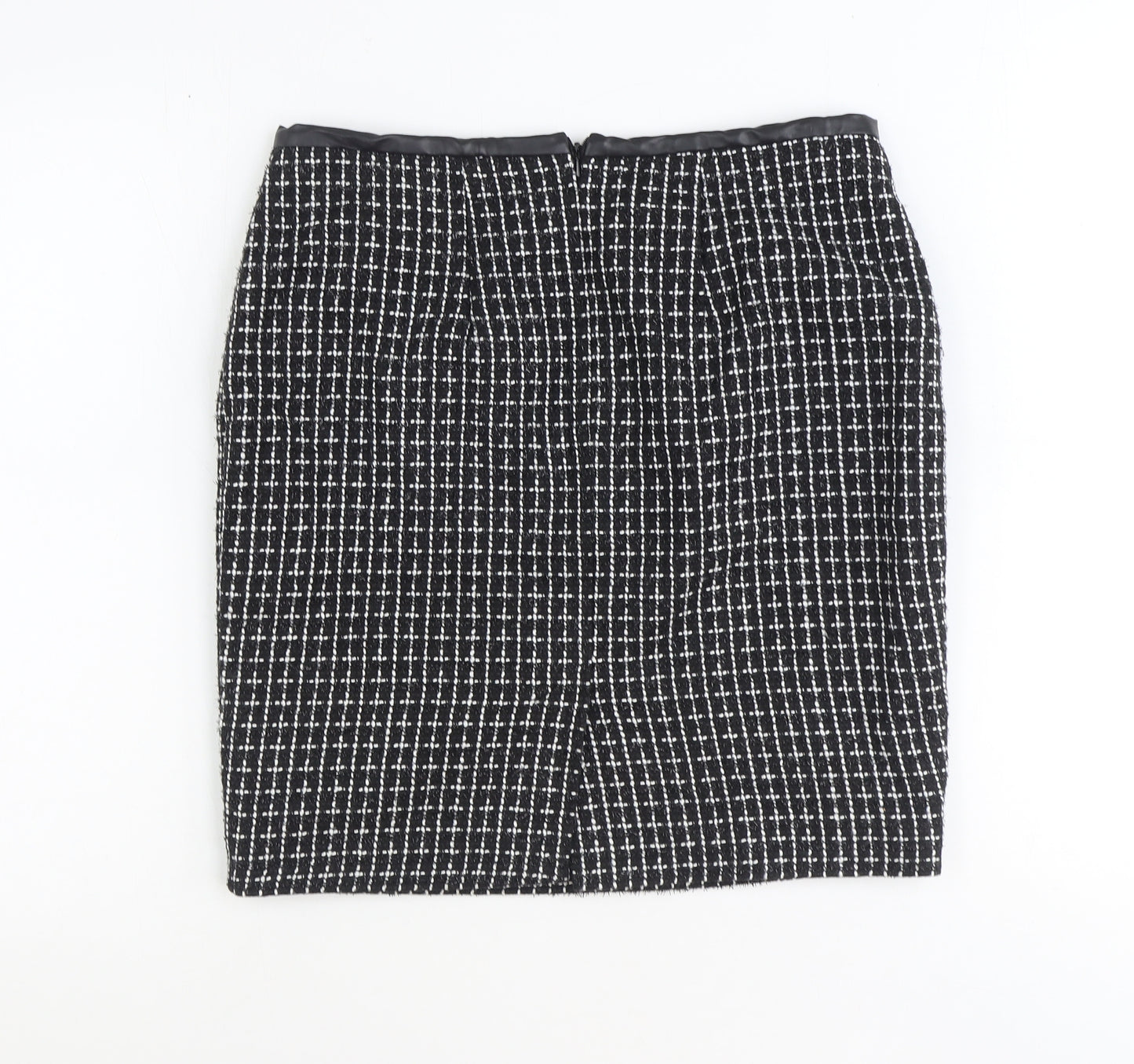 M&Co Womens Black Geometric Polyester Straight & Pencil Skirt Size 12 Zip