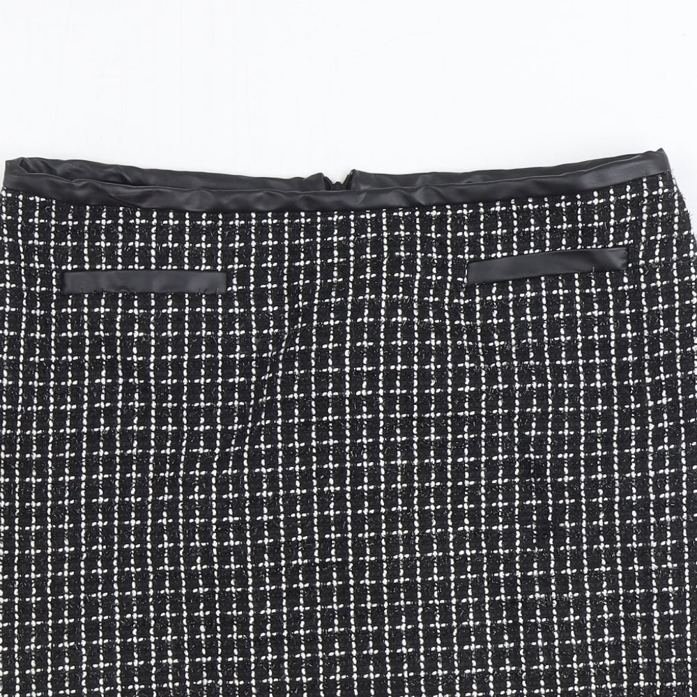 M&Co Womens Black Geometric Polyester Straight & Pencil Skirt Size 12 Zip