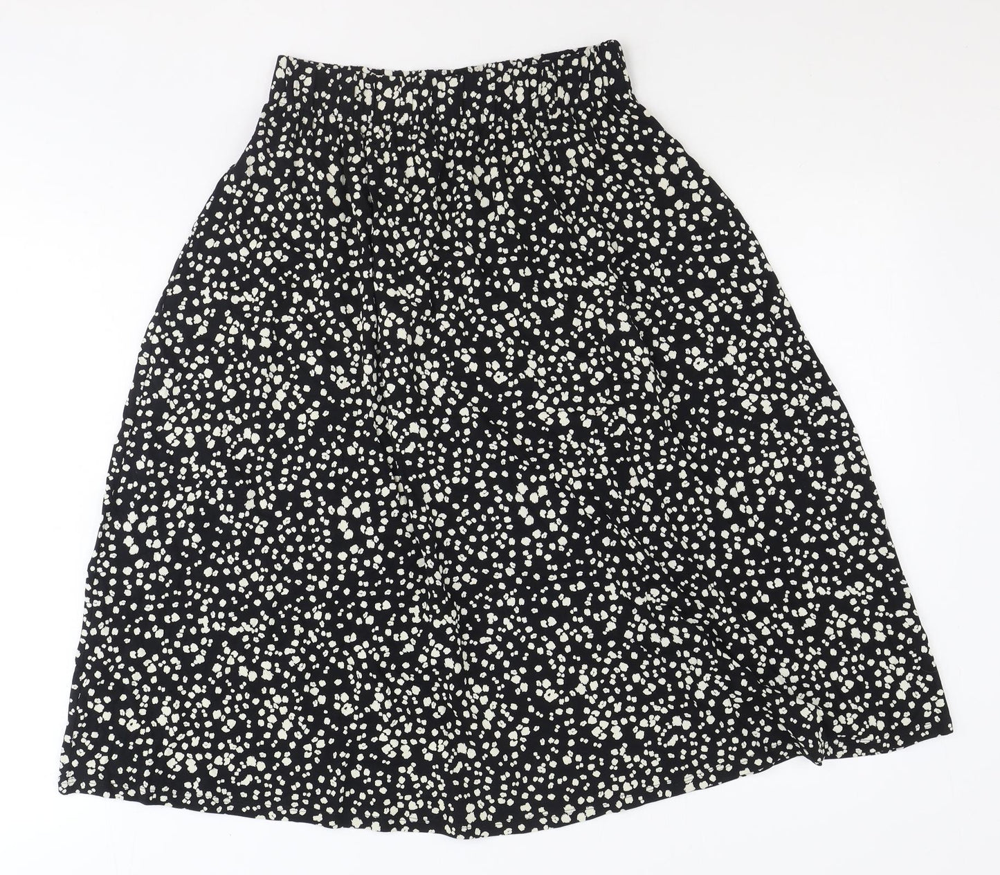 Marks and Spencer Womens Black Geometric Polyester Swing Skirt Size 8