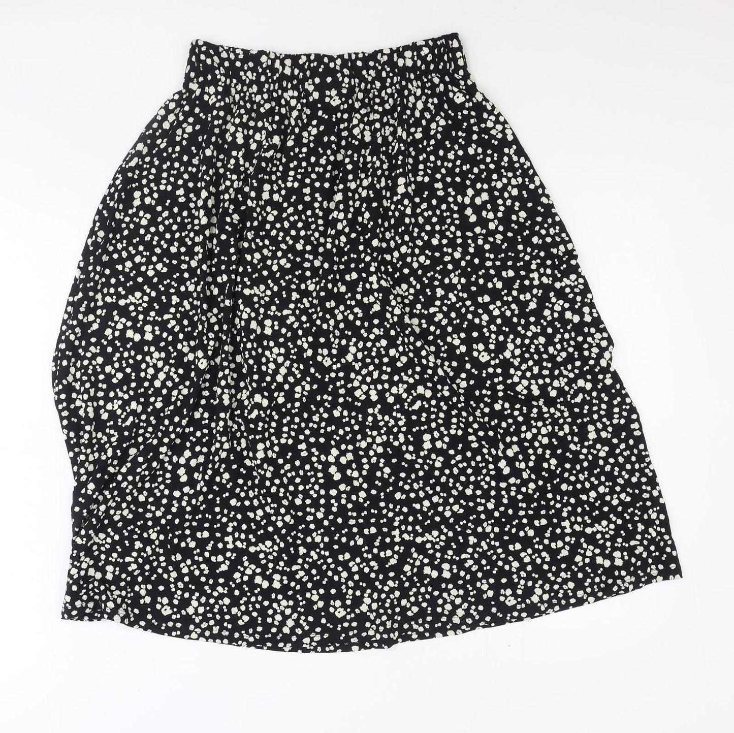 Marks and Spencer Womens Black Geometric Polyester Swing Skirt Size 8