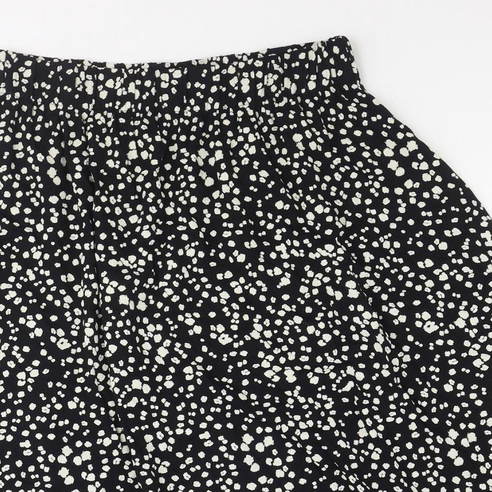 Marks and Spencer Womens Black Geometric Polyester Swing Skirt Size 8