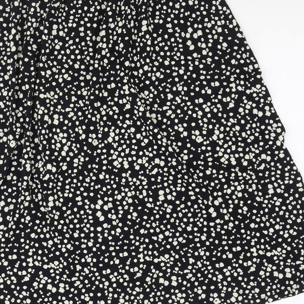 Marks and Spencer Womens Black Geometric Polyester Swing Skirt Size 8