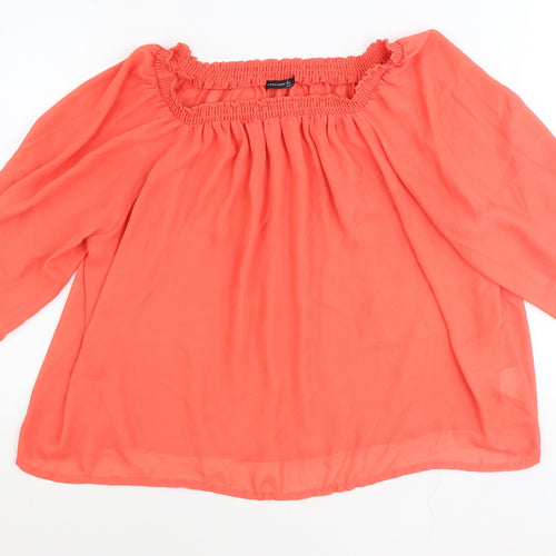 Atmosphere Womens Red Viscose Basic Blouse Size 16 Square Neck