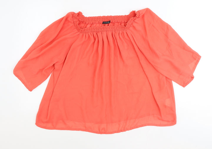 Atmosphere Womens Red Viscose Basic Blouse Size 16 Square Neck