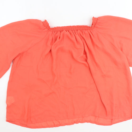 Atmosphere Womens Red Viscose Basic Blouse Size 16 Square Neck